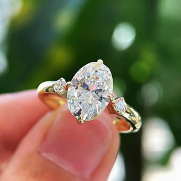 D Colour VVS Oval Cut GRA Certified 2CT Moissanite Diamond Ring Silver Promise Engagement Wedding Fine Jewellery